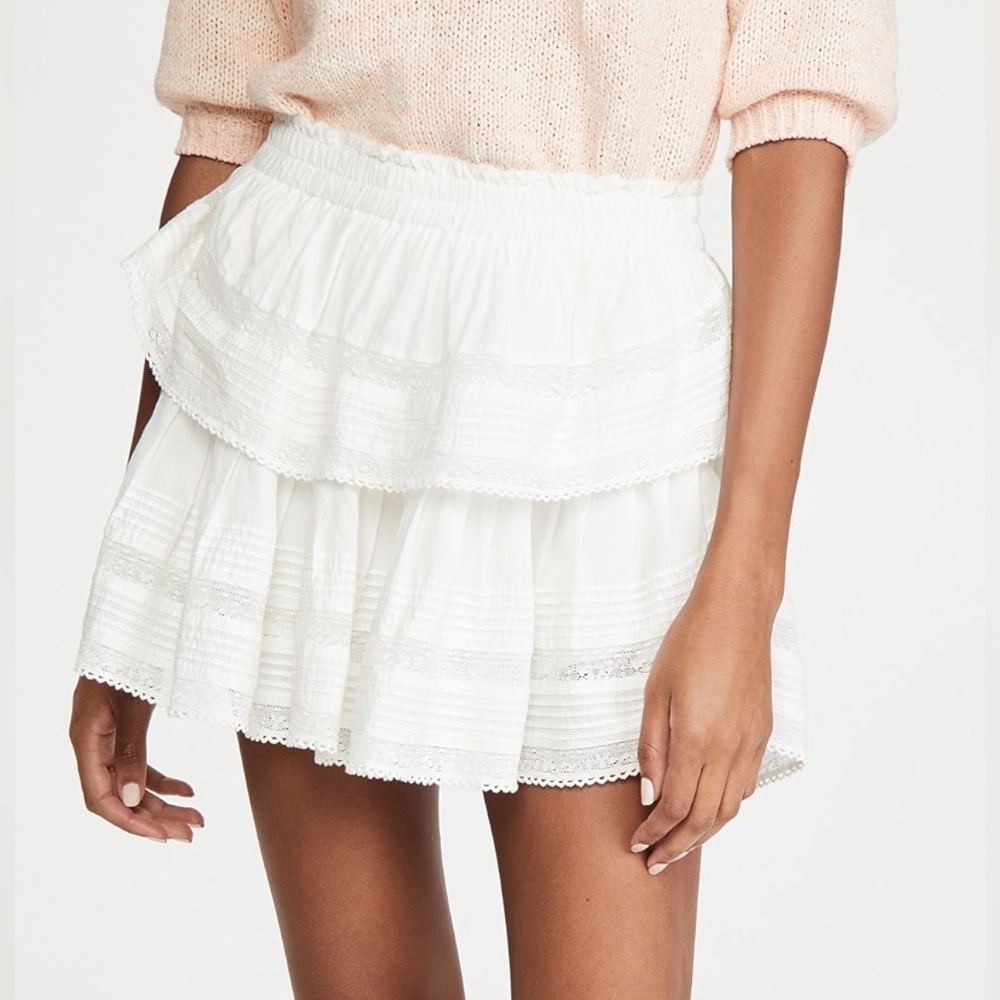 LoveShackFancy Ruffle Mini Skirt in Antique White